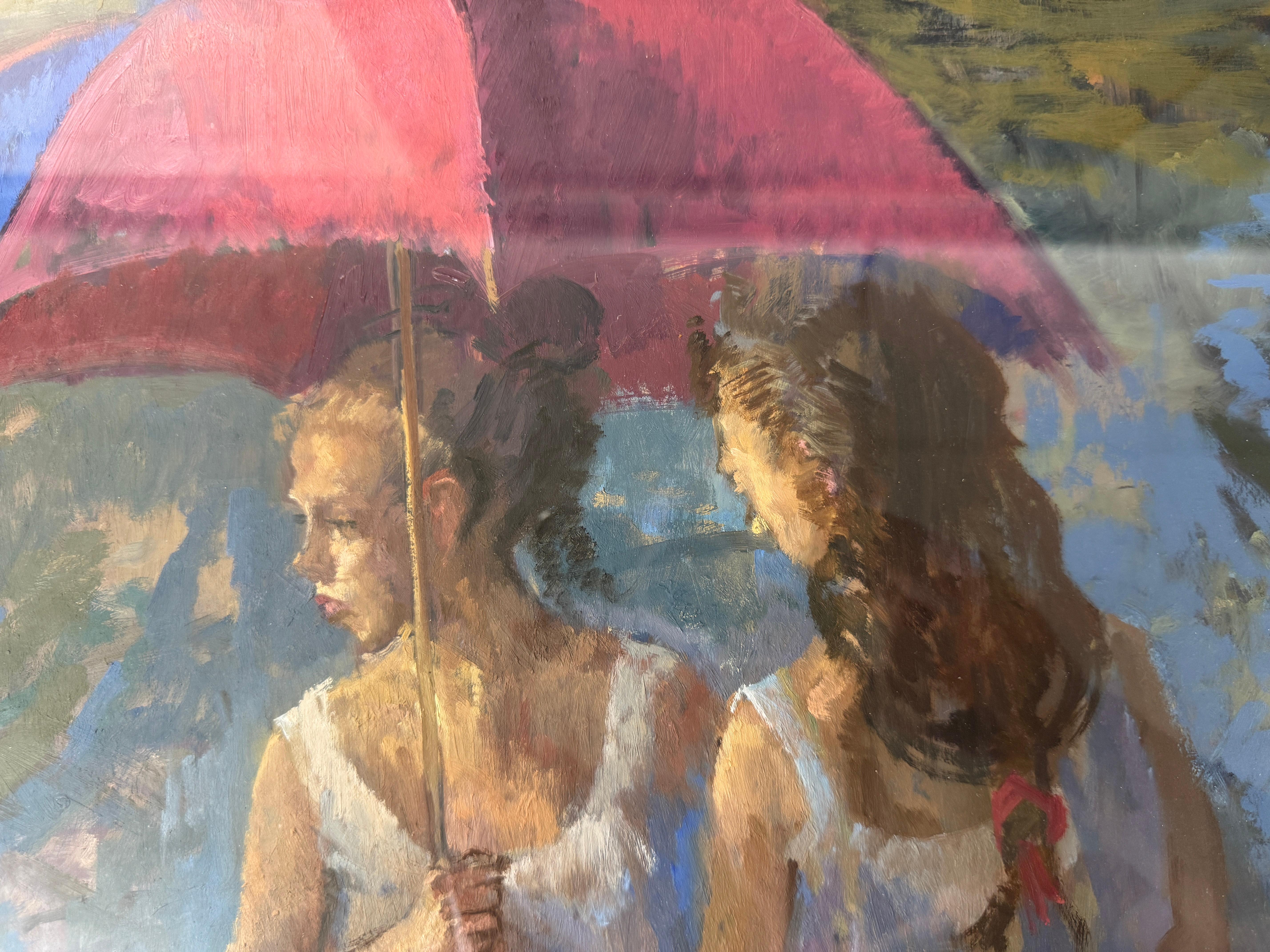AFTER THE RAIN, ON THE BRIDGE von Peter Kuhfeld (geb. 1952) (Britisch) im Angebot