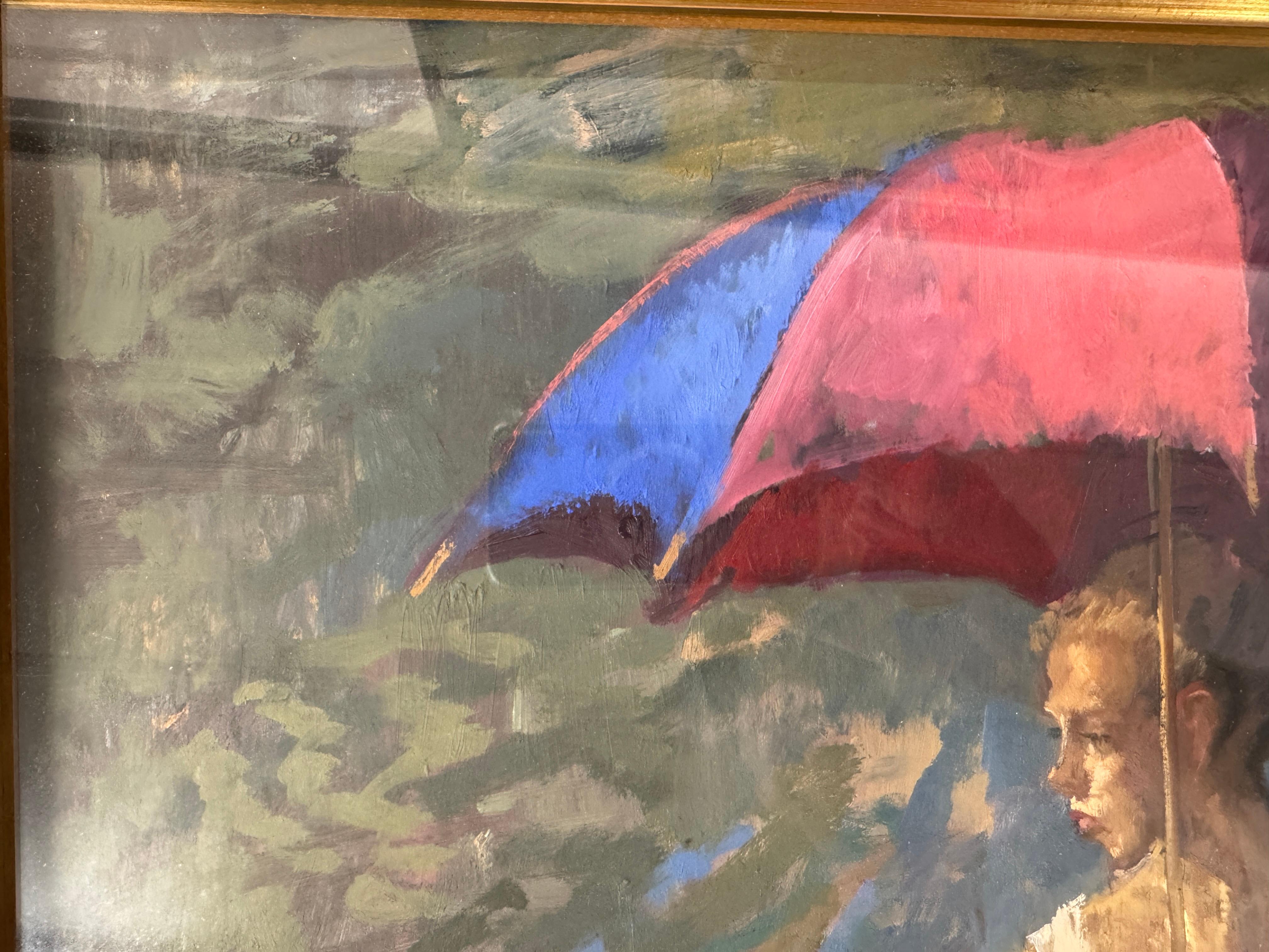AFTER THE RAIN, ON THE BRIDGE von Peter Kuhfeld (geb. 1952) (Handbemalt) im Angebot