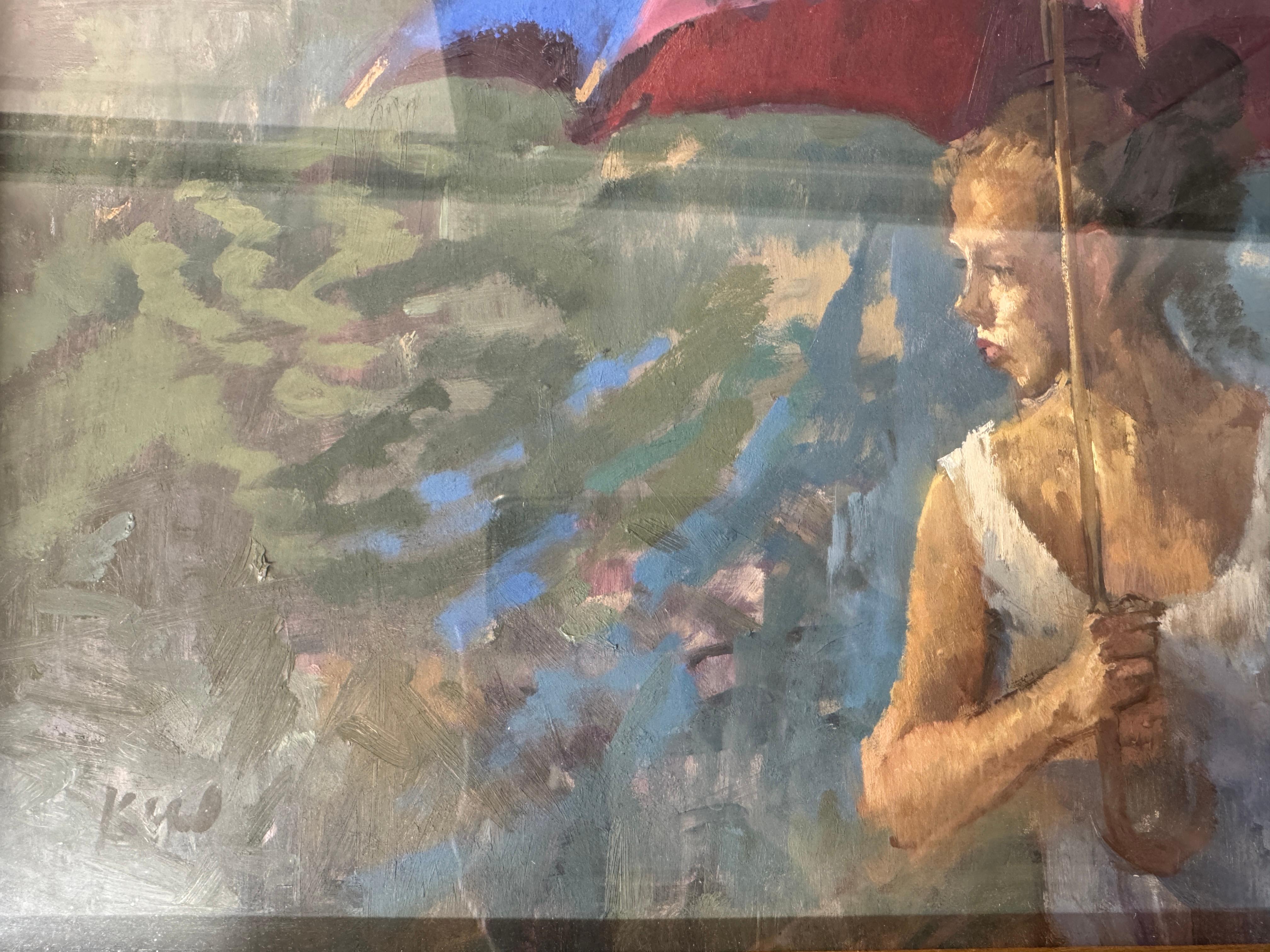 AFTER THE RAIN, ON THE BRIDGE von Peter Kuhfeld (geb. 1952) (Farbe) im Angebot