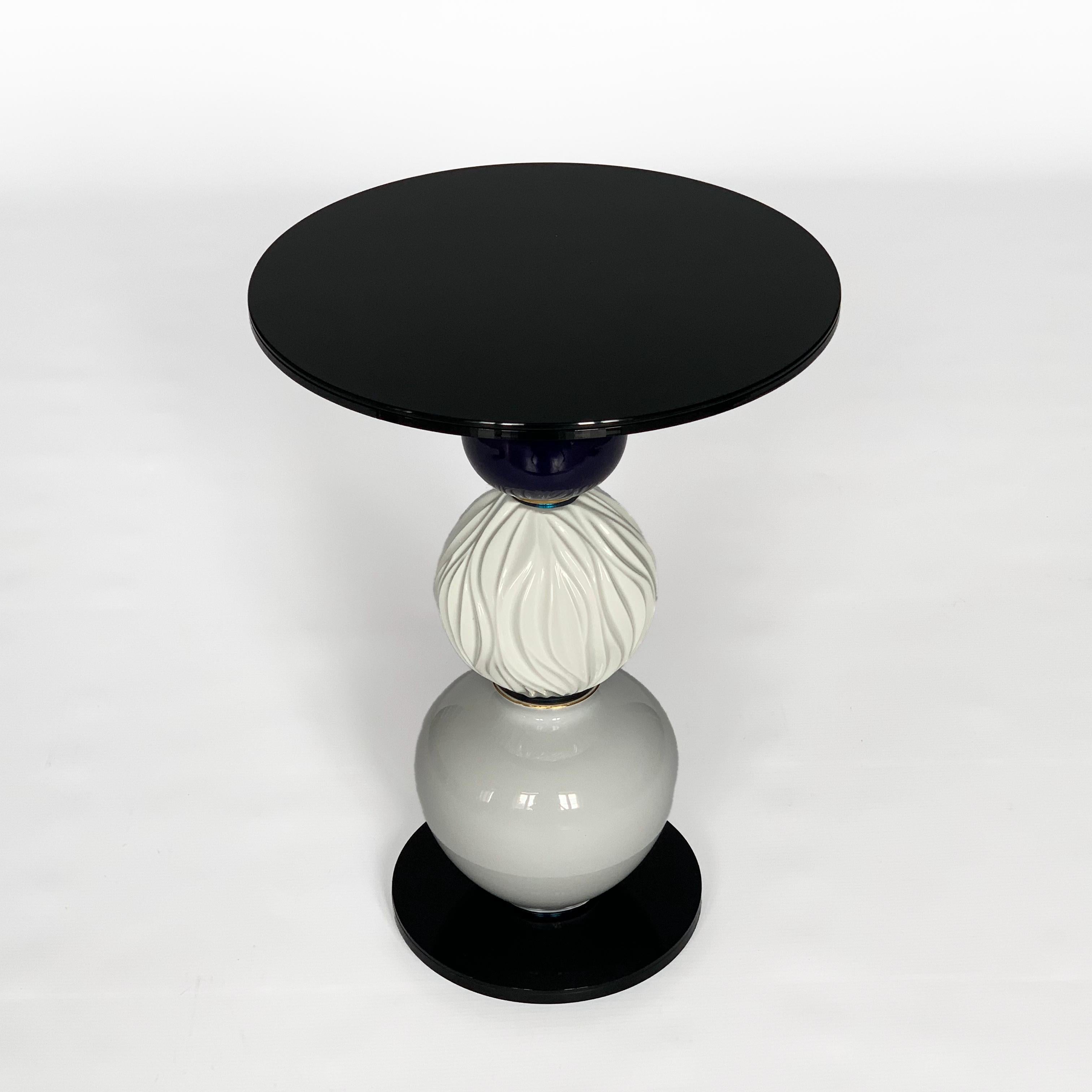 Mid-Century Modern 'After the Rain' Side Table, Vintage Ceramics and Glass, One off Piece For Sale