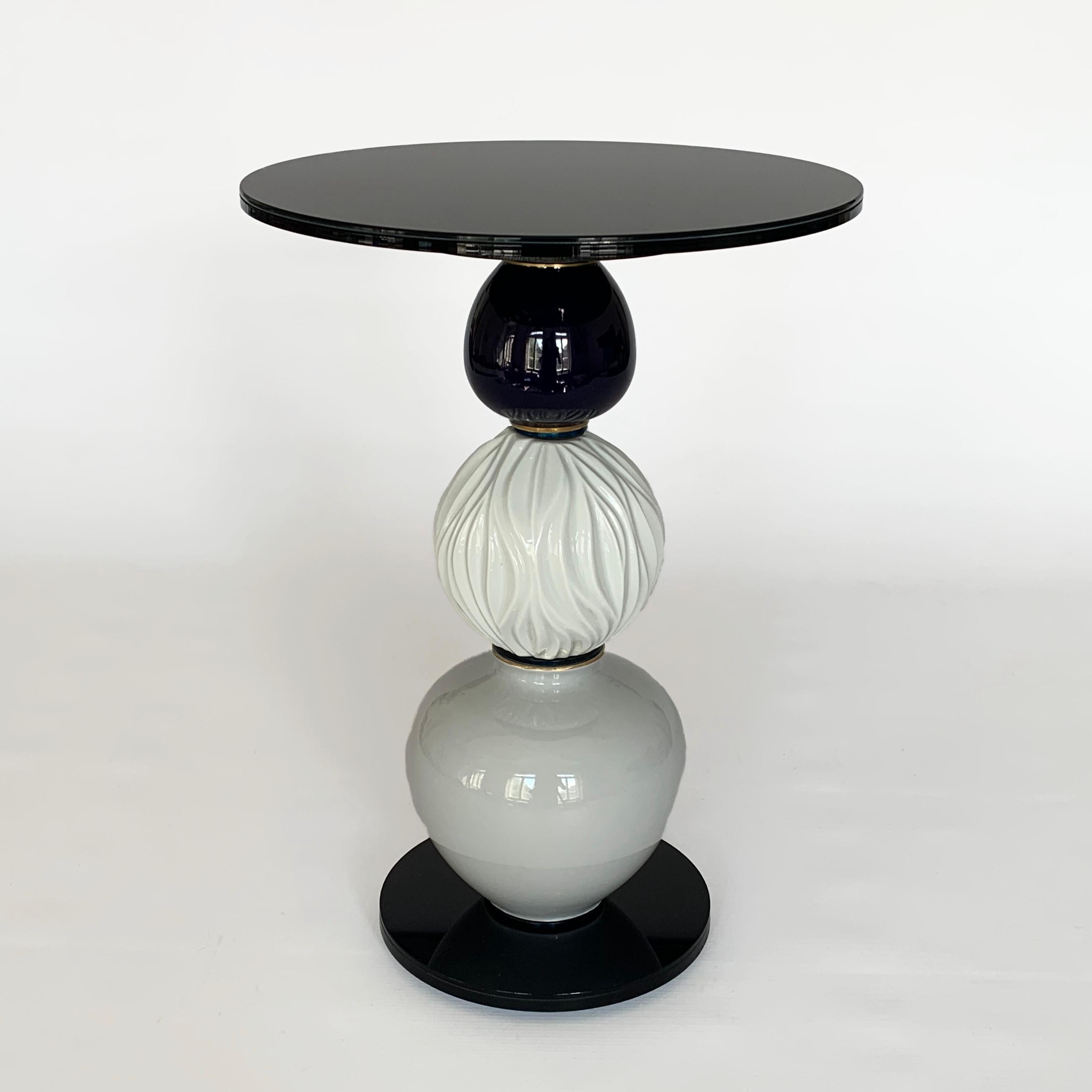 German 'After the Rain' Side Table, Vintage Ceramics and Glass, One off Piece For Sale