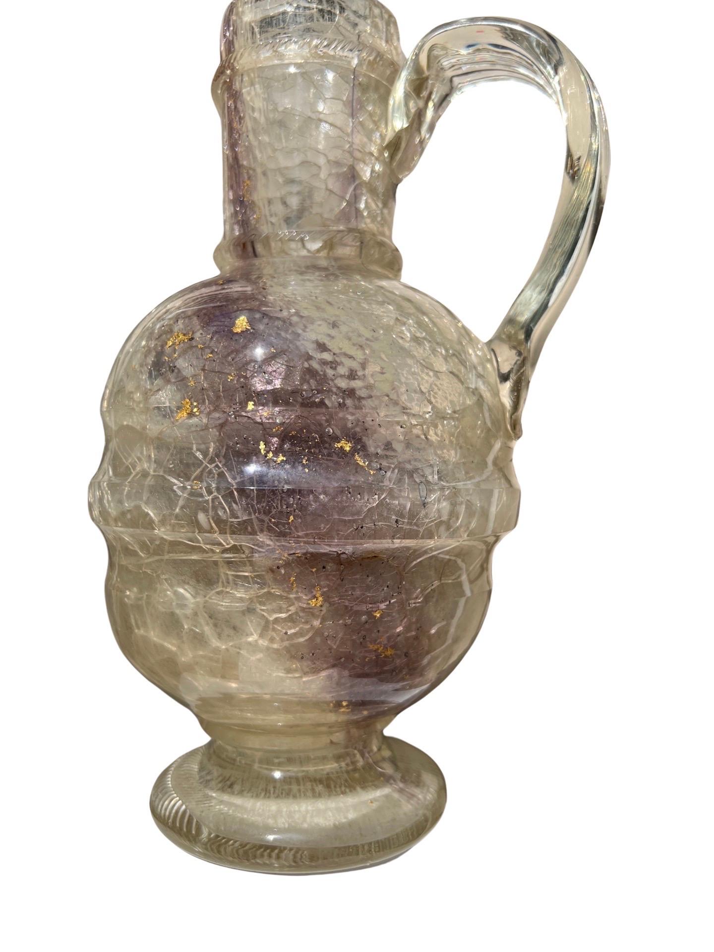 After The Roman Antique - Rock Crystal, Glass & Gold Flecking Grand Tour Pitcher For Sale 6