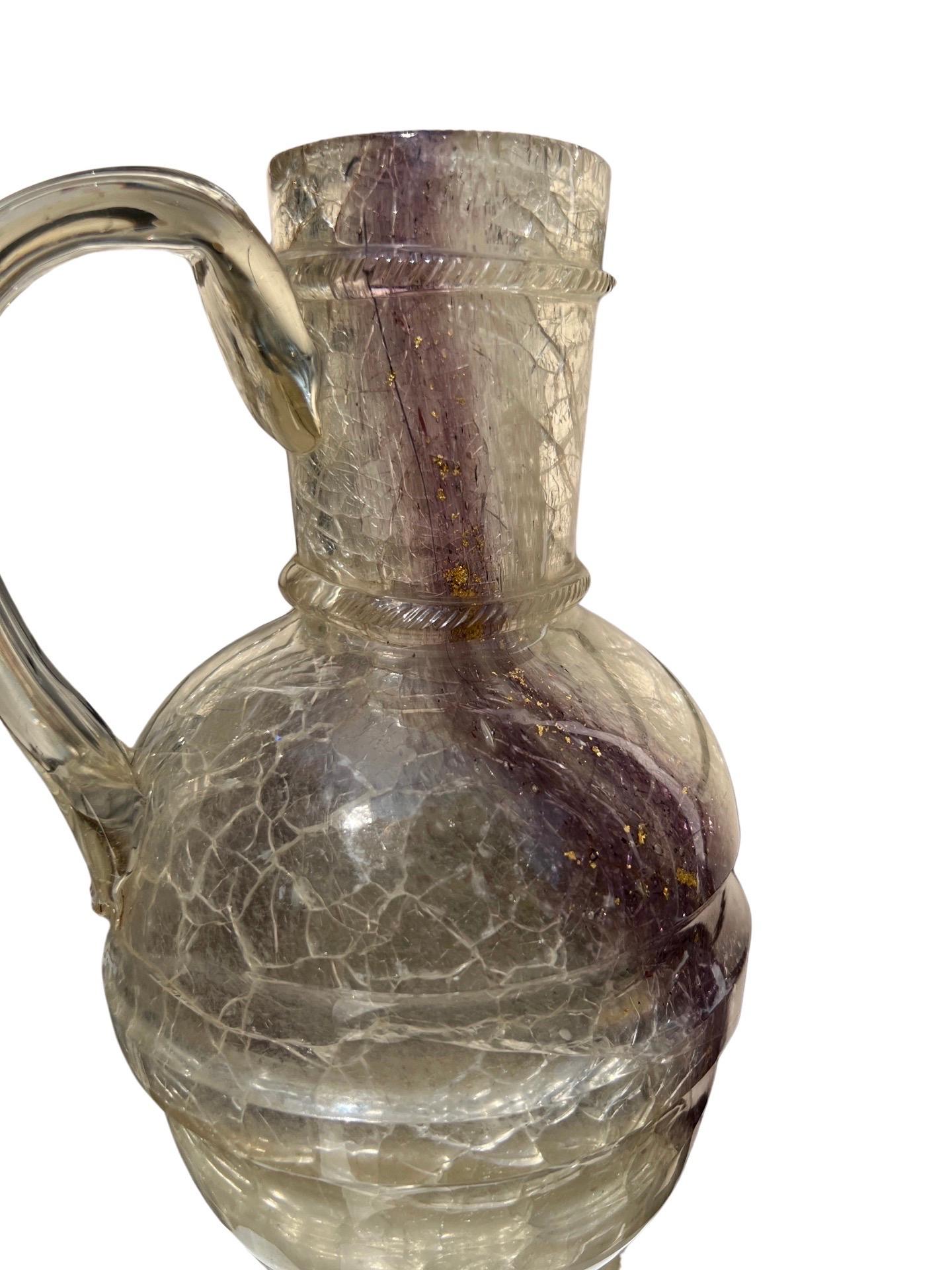 After The Roman Antique - Rock Crystal, Glass & Gold Flecking Grand Tour Pitcher For Sale 10