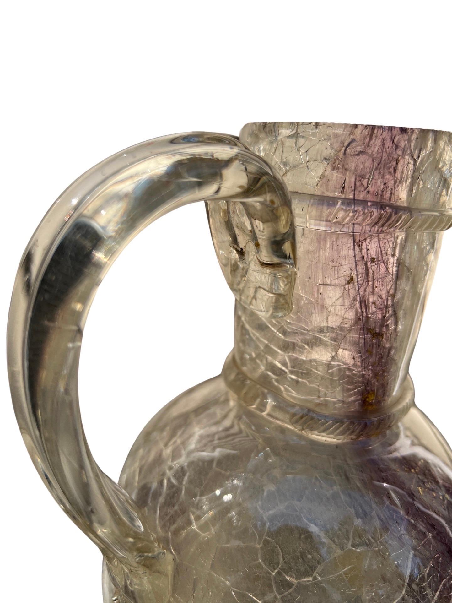 After The Roman Antique - Rock Crystal, Glass & Gold Flecking Grand Tour Pitcher For Sale 11