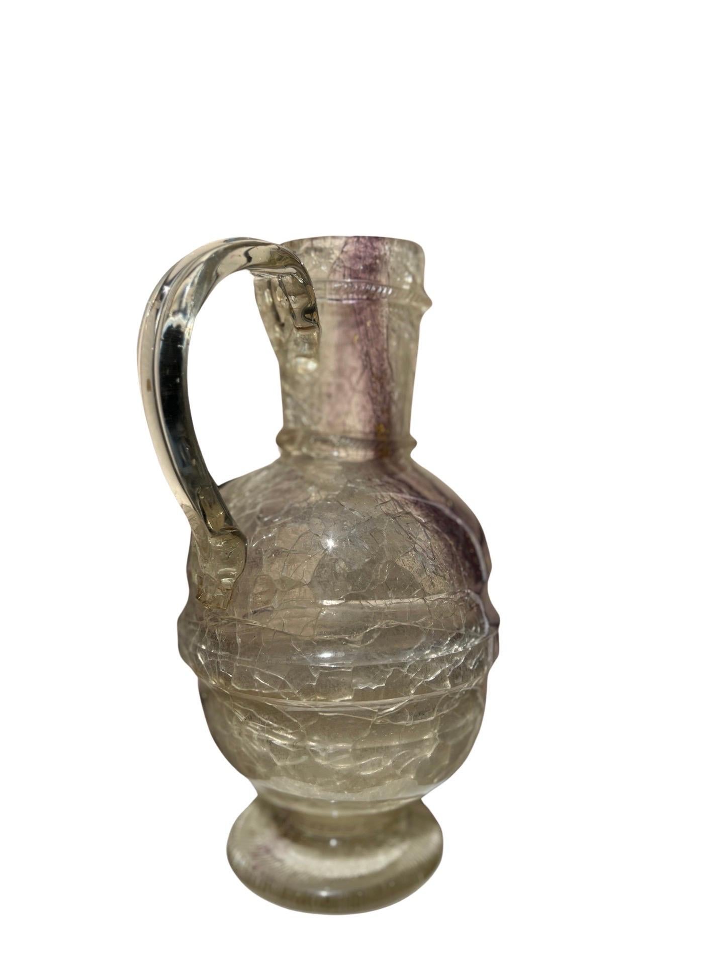 British After The Roman Antique - Rock Crystal, Glass & Gold Flecking Grand Tour Pitcher For Sale