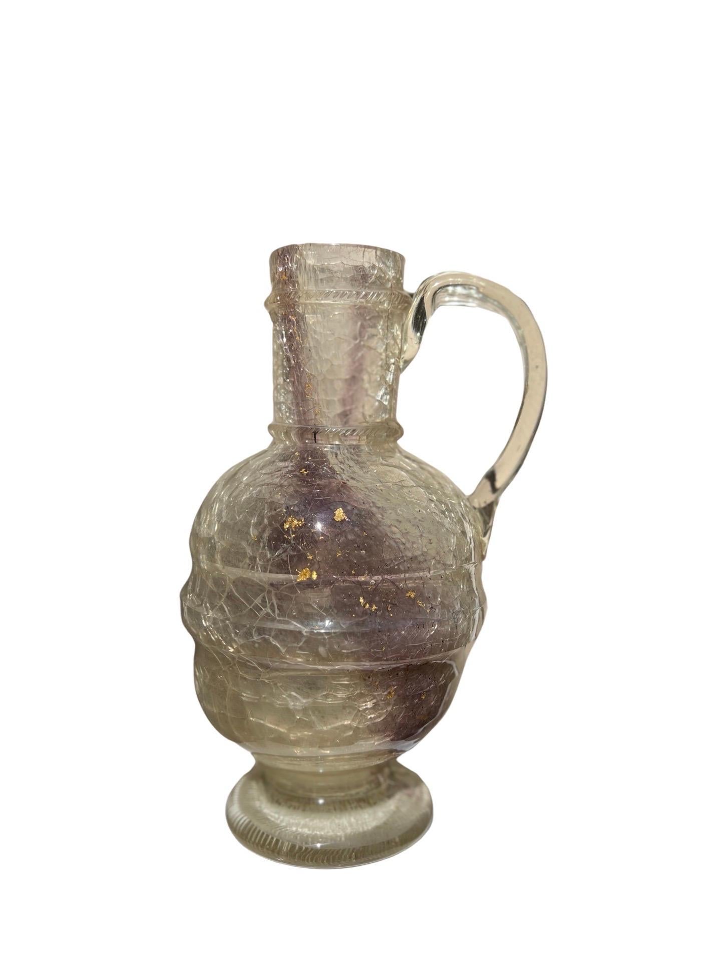 After The Roman Antique - Rock Crystal, Glass & Gold Flecking Grand Tour Pitcher For Sale 2