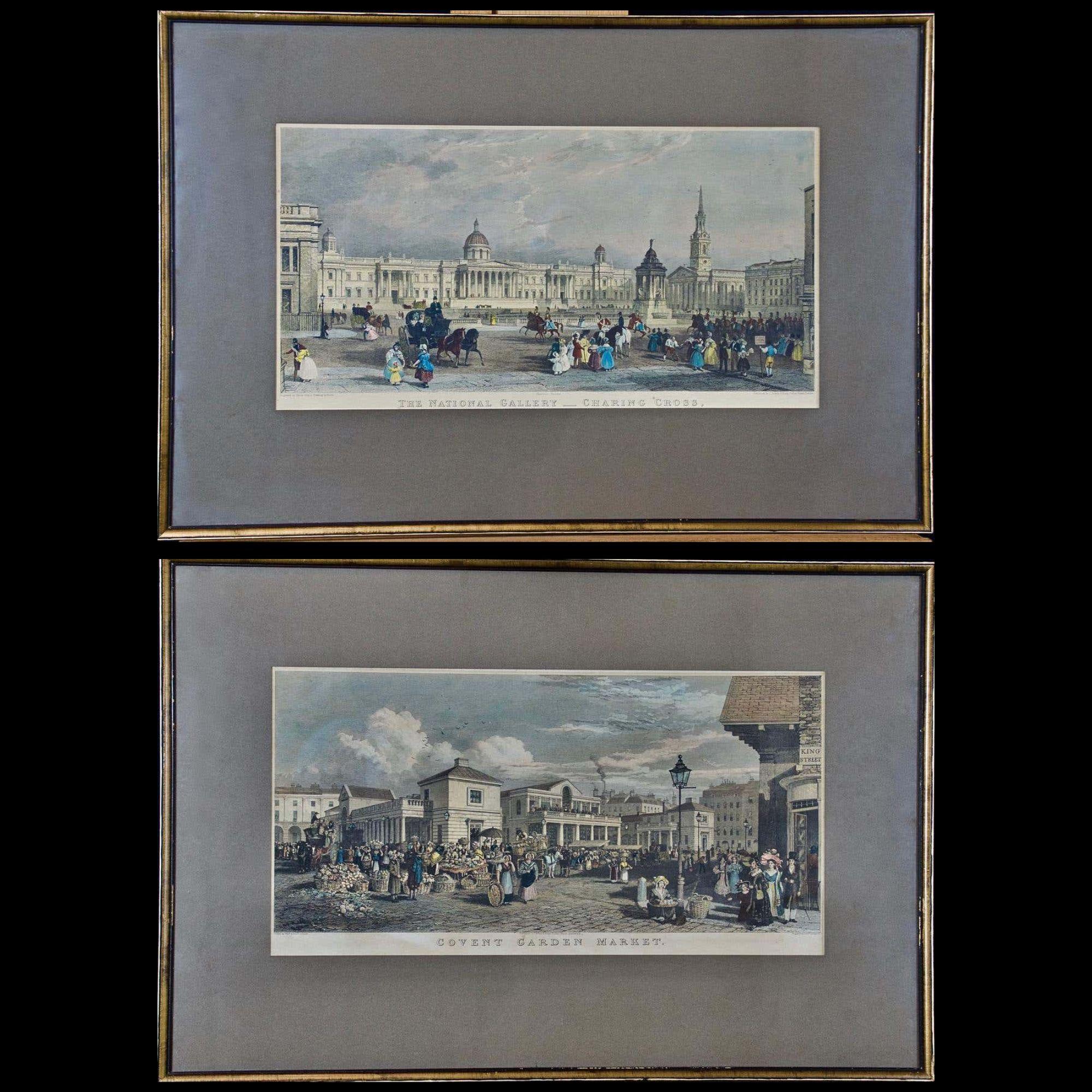 Views of London: A Pair of Framed 19th Century Engravings by Havell and Allom - Print by After Thomas Allom 