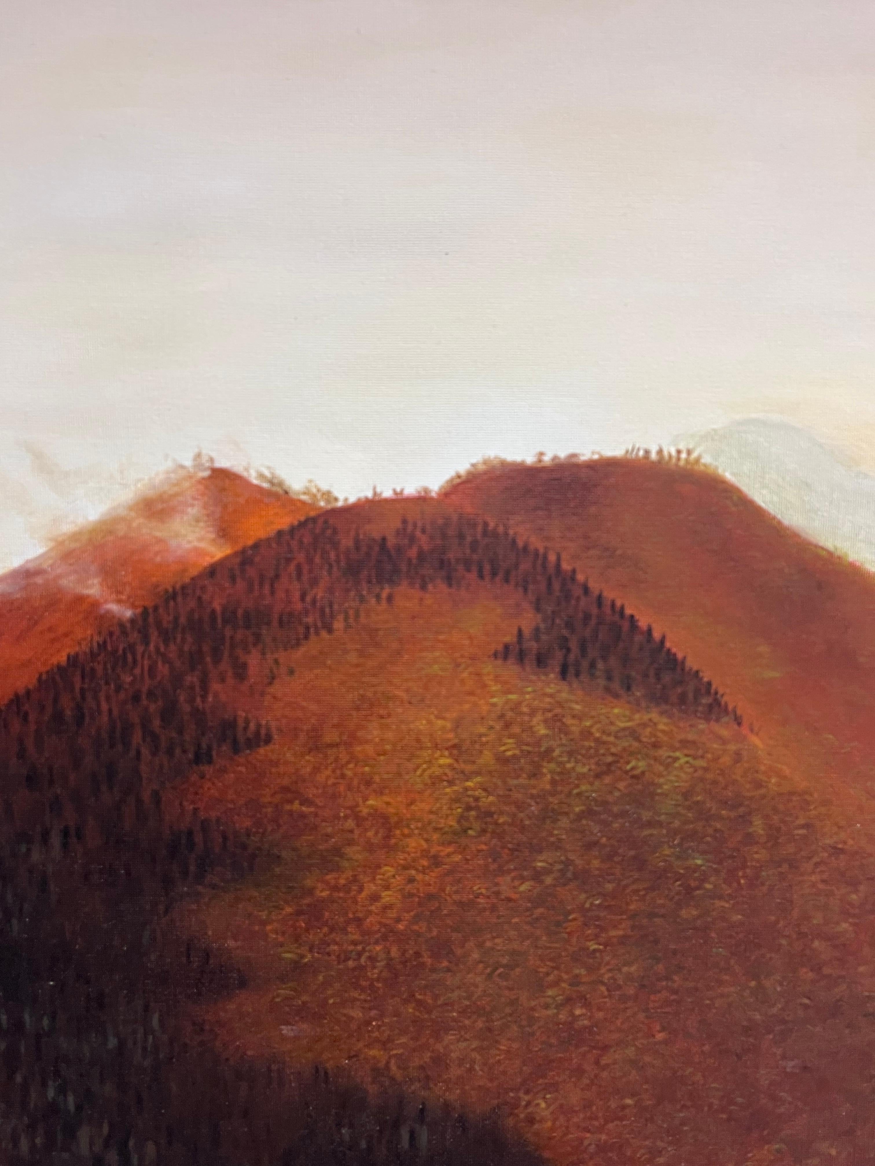 Sonnenaufgang in den Katzenkäfigen, großes Ölgemälde im Angebot 5