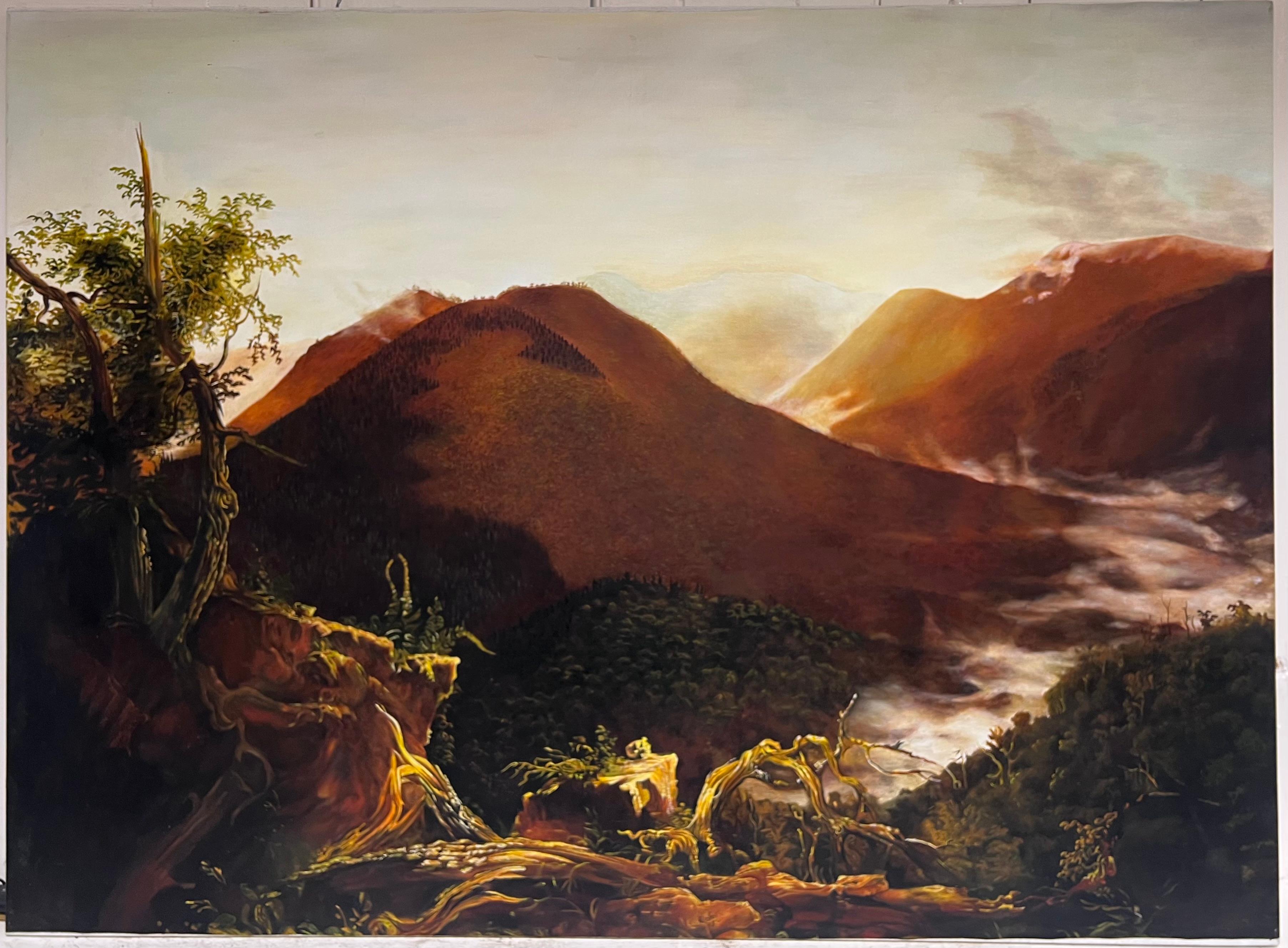 Sonnenaufgang in den Katzenkäfigen, großes Ölgemälde – Painting von (After) Thomas Cole
