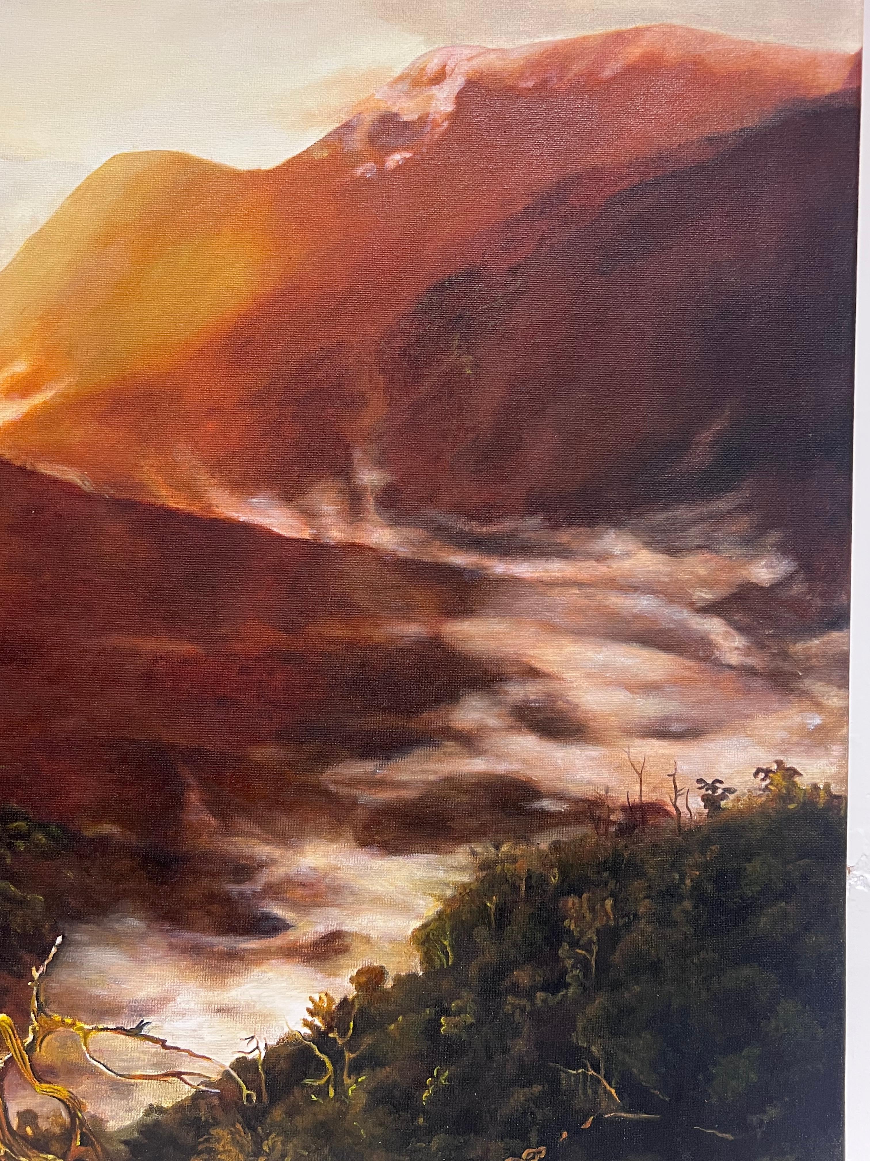 Sonnenaufgang in den Katzenkäfigen, großes Ölgemälde (Braun), Landscape Painting, von (After) Thomas Cole