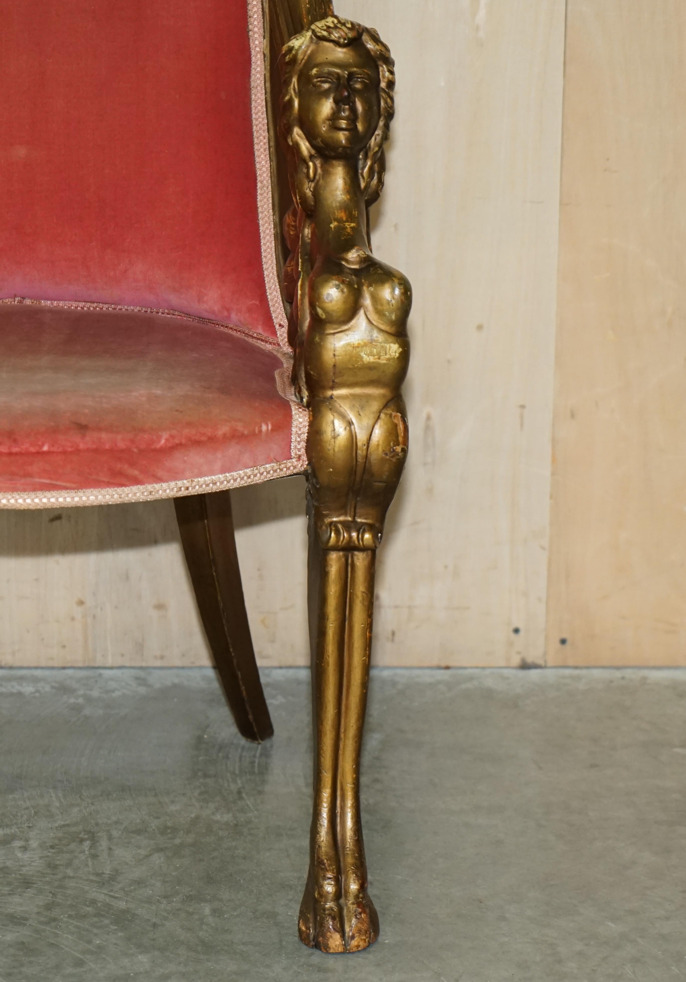 After Thomas Hope Antique circa 1780 George III Hand Carved Giltwood Armchair For Sale 6
