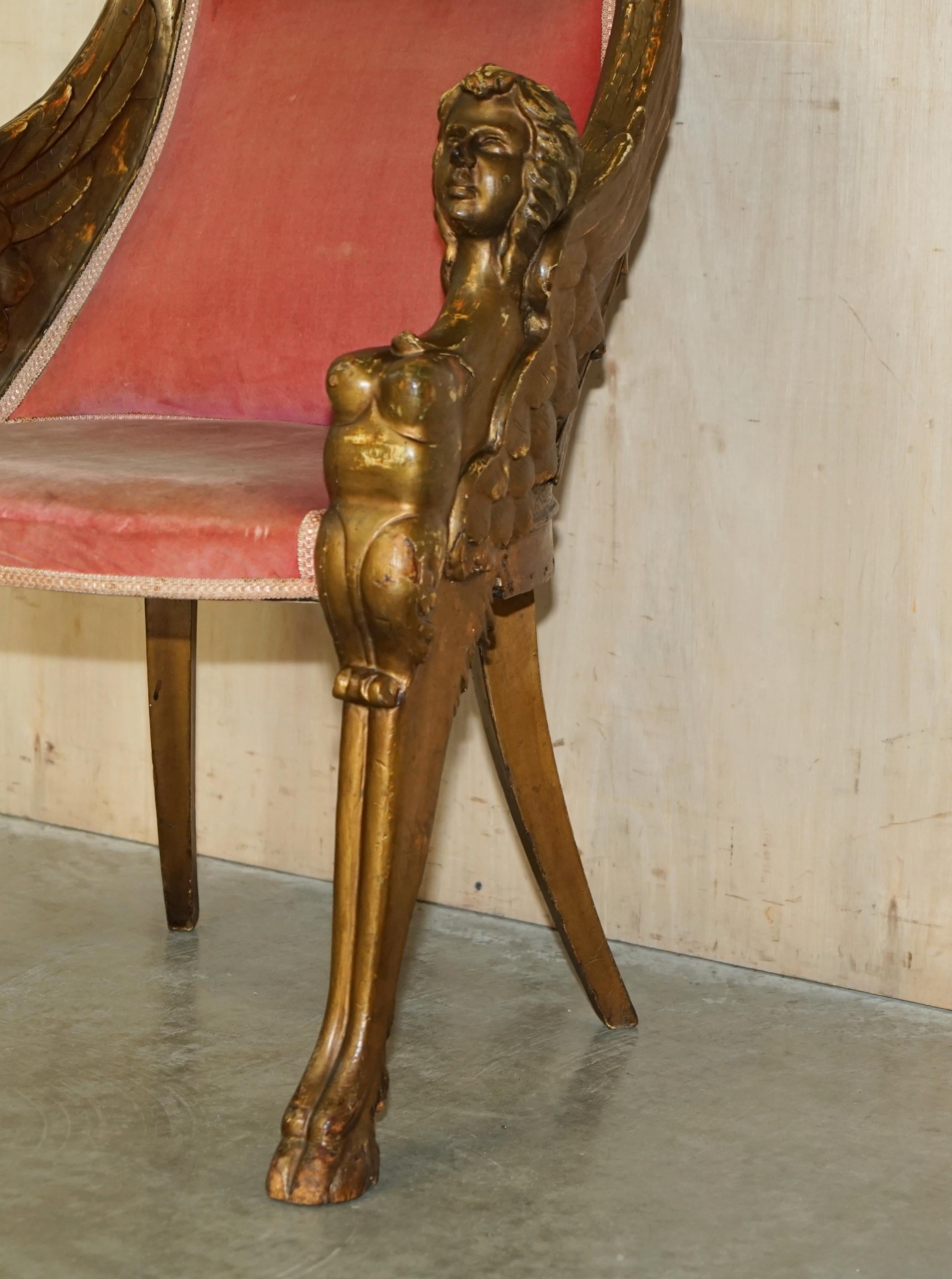 After Thomas Hope Antique circa 1780 George III Hand Carved Giltwood Armchair For Sale 7