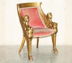 After Thomas Hope Antique circa 1780 George III Hand Carved Giltwood Armchair