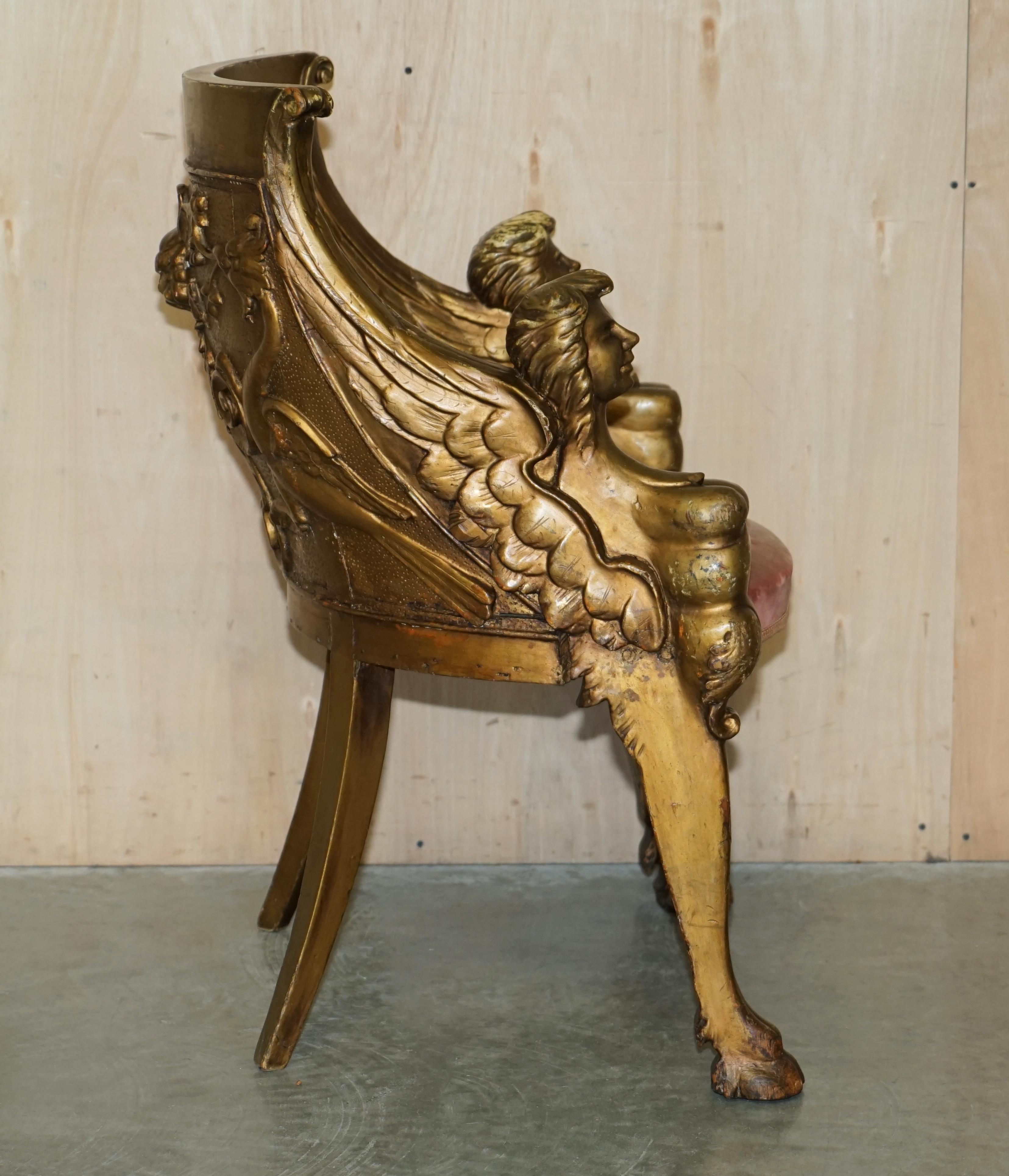 After Thomas Hope Antique circa 1780 George III Hand Carved Giltwood Armchair For Sale 14