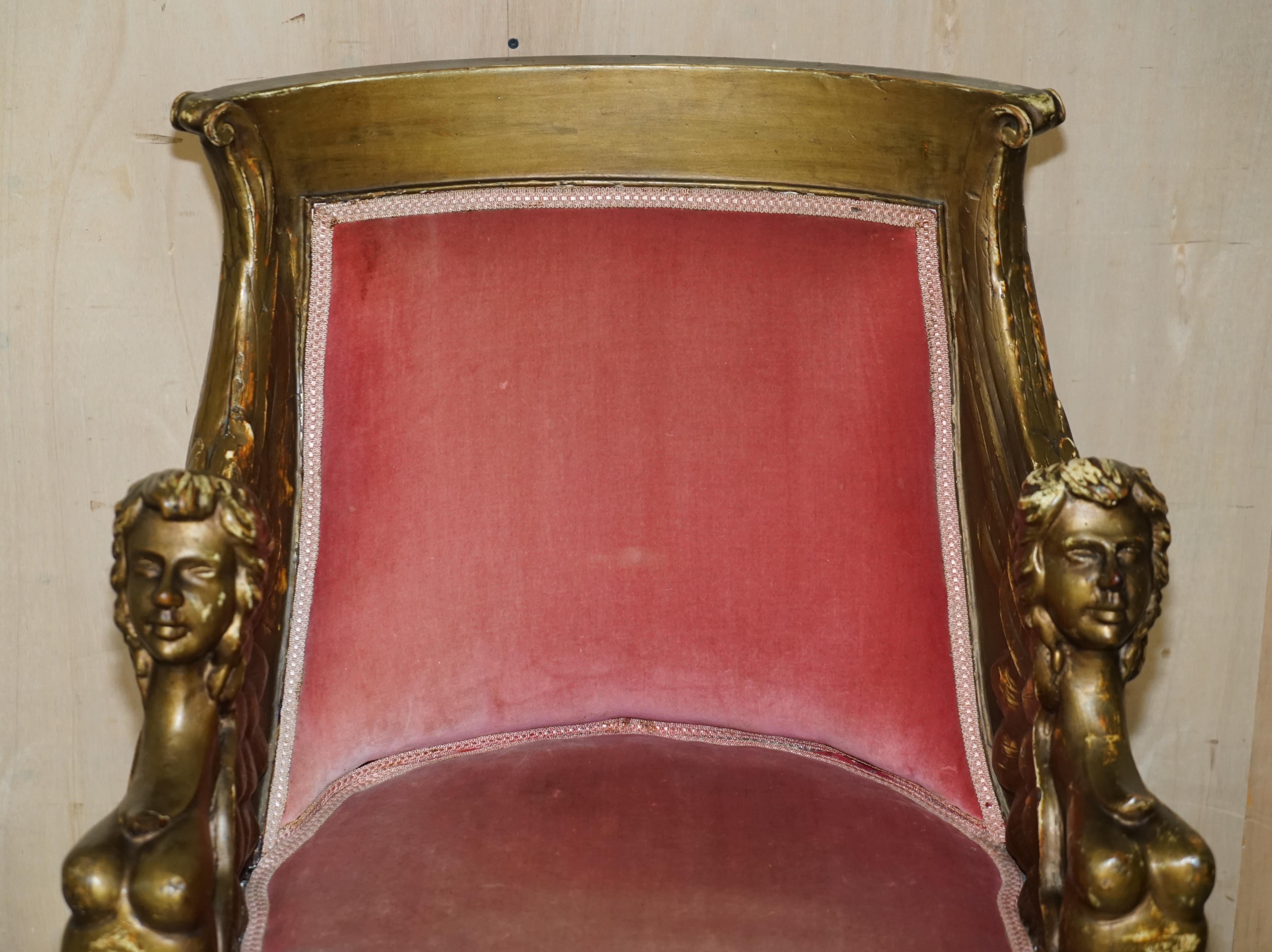 Hand-Crafted After Thomas Hope Antique circa 1780 George III Hand Carved Giltwood Armchair For Sale