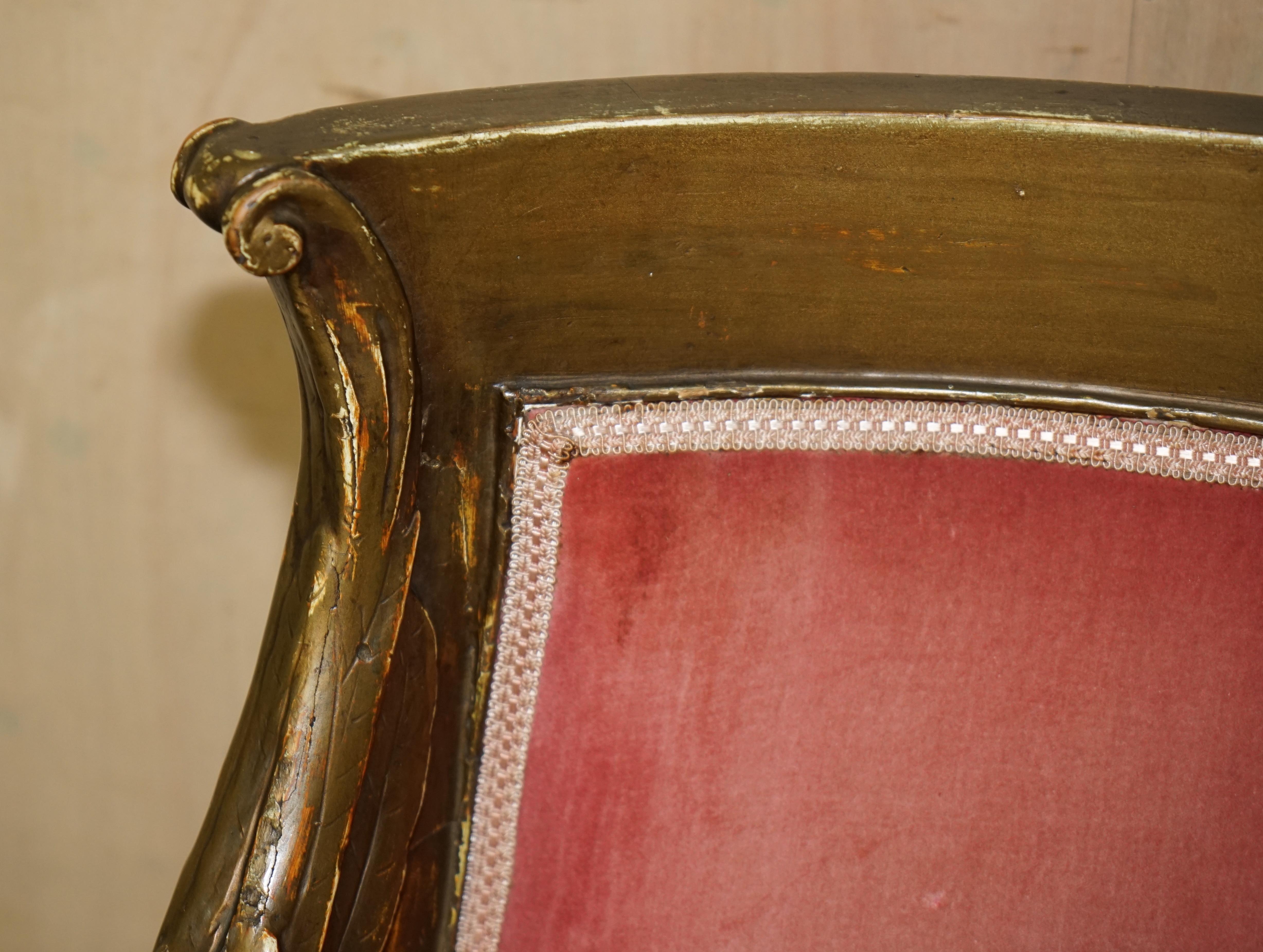 After Thomas Hope Antique circa 1780 George III Hand Carved Giltwood Armchair In Good Condition For Sale In West Sussex, Pulborough