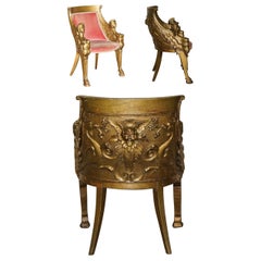 Dopo Thomas Hope Antico circa 1780 George III Poltrona in legno dorato intagliato a mano