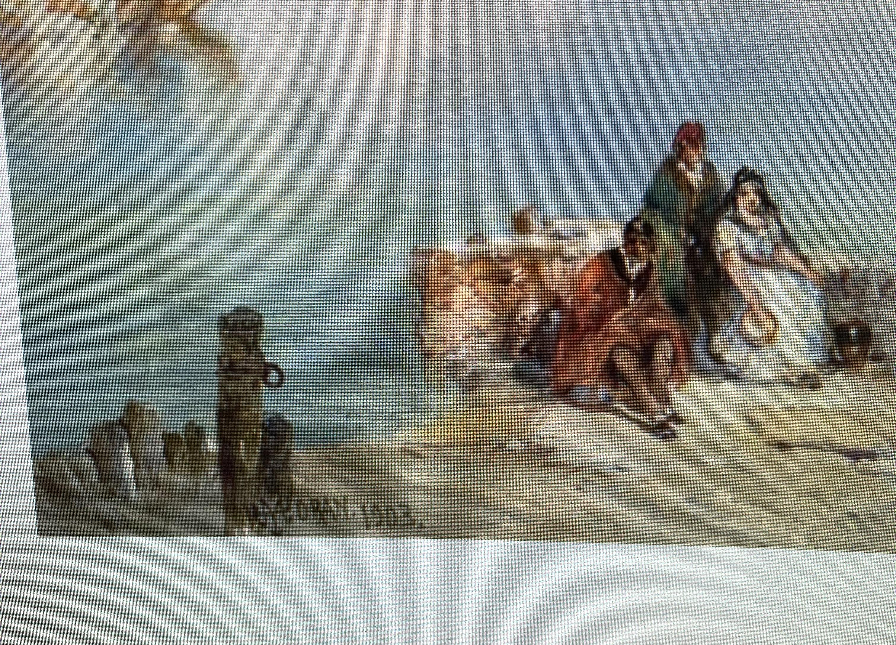 Hudson River School, Luminism Oil Painting After Thomas Moran Venice Boats For Sale 4