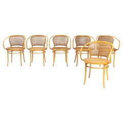 Thonet 210 drafted bentwood  Rattan chairs, Bauhaus, The Netherlands, 1980