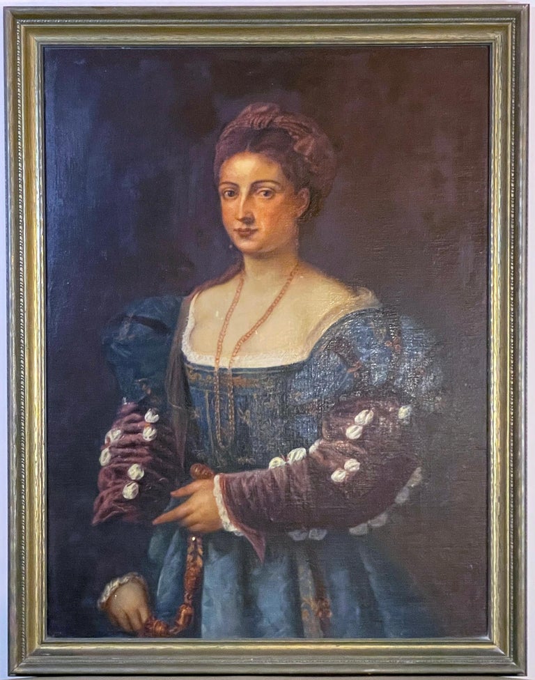 Unknown Portrait Painting - 18th c. Italian Portrait Oil Painting LA BELLA After Titian