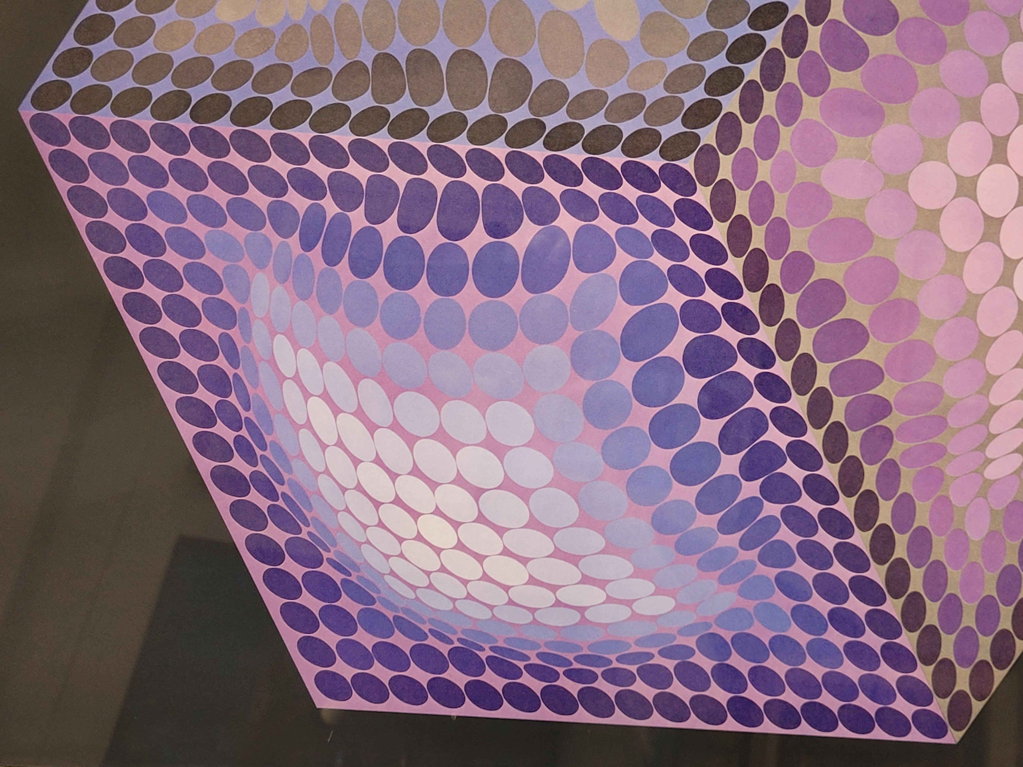 Impresión offset Xexa Domb, Serie Bruckmann. - Abstract Print Beige de (After) Victor Vasarely