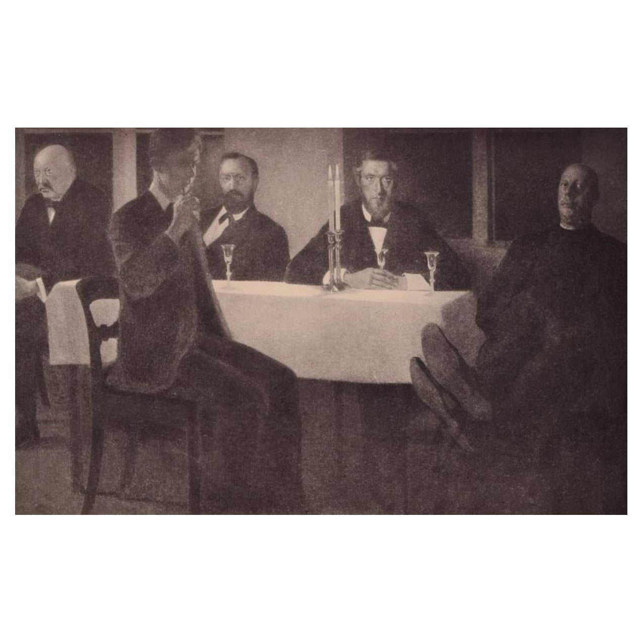 D'après Vilhelm Hammershøi, "Cinq portraits". Intérieur. Impression sur papier. en vente