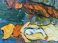 Large Post-Impressionist Night Café Terrace Scene Oil Painting After Van Gogh