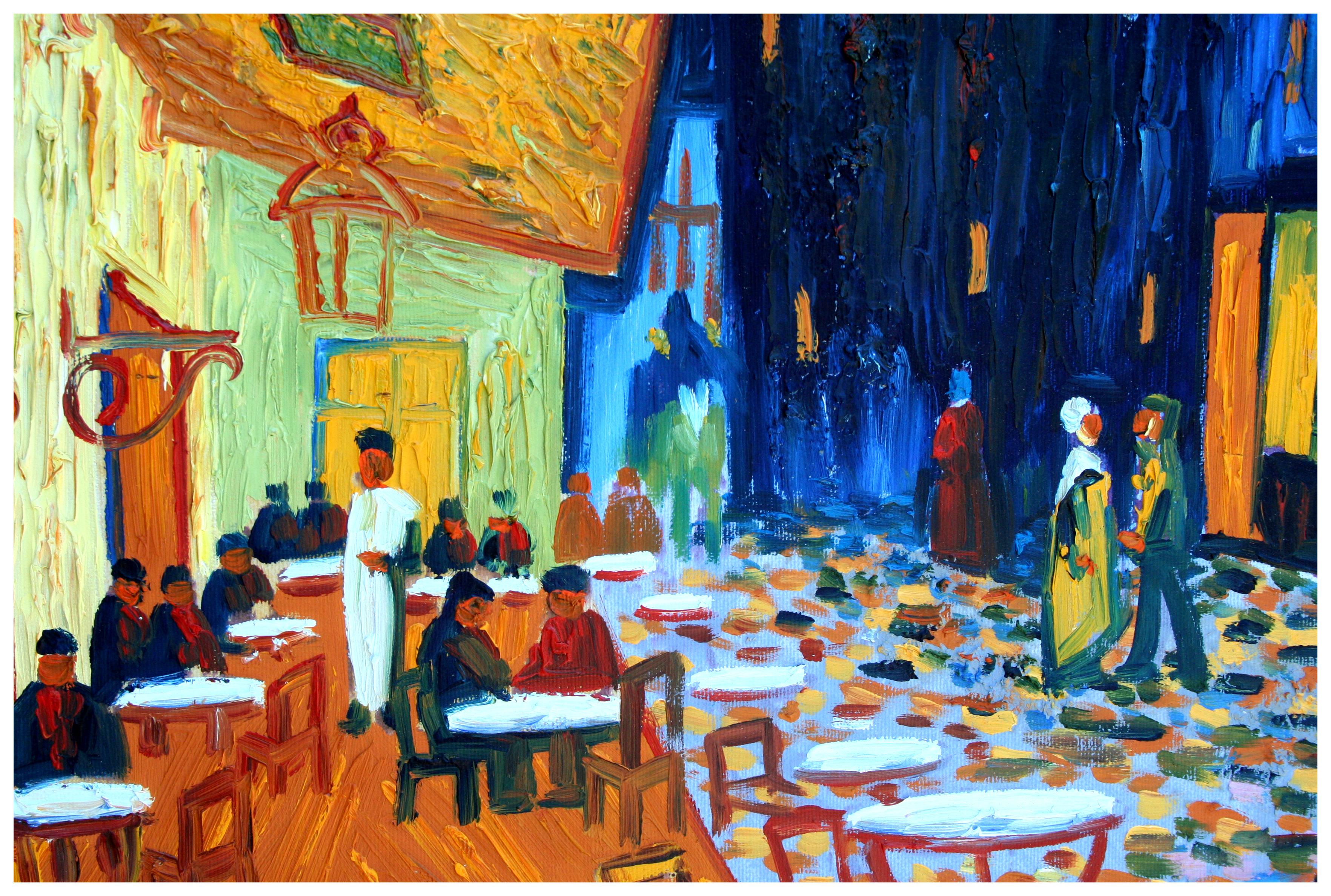 Paris Cafe Nocturnal Landscape - Painting by (After) Vincent van Gogh