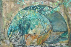 Postimpressionistische Landschaft, unter der Brücke