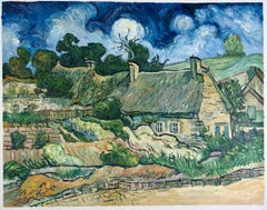 Vincent van Gogh - "Reetgedeckte Cottages in Cordeville":: handgemalte Repr.