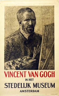 Original Vintage Art Exhibition Poster Vincent Van Gogh In Het Stedelijk Museum