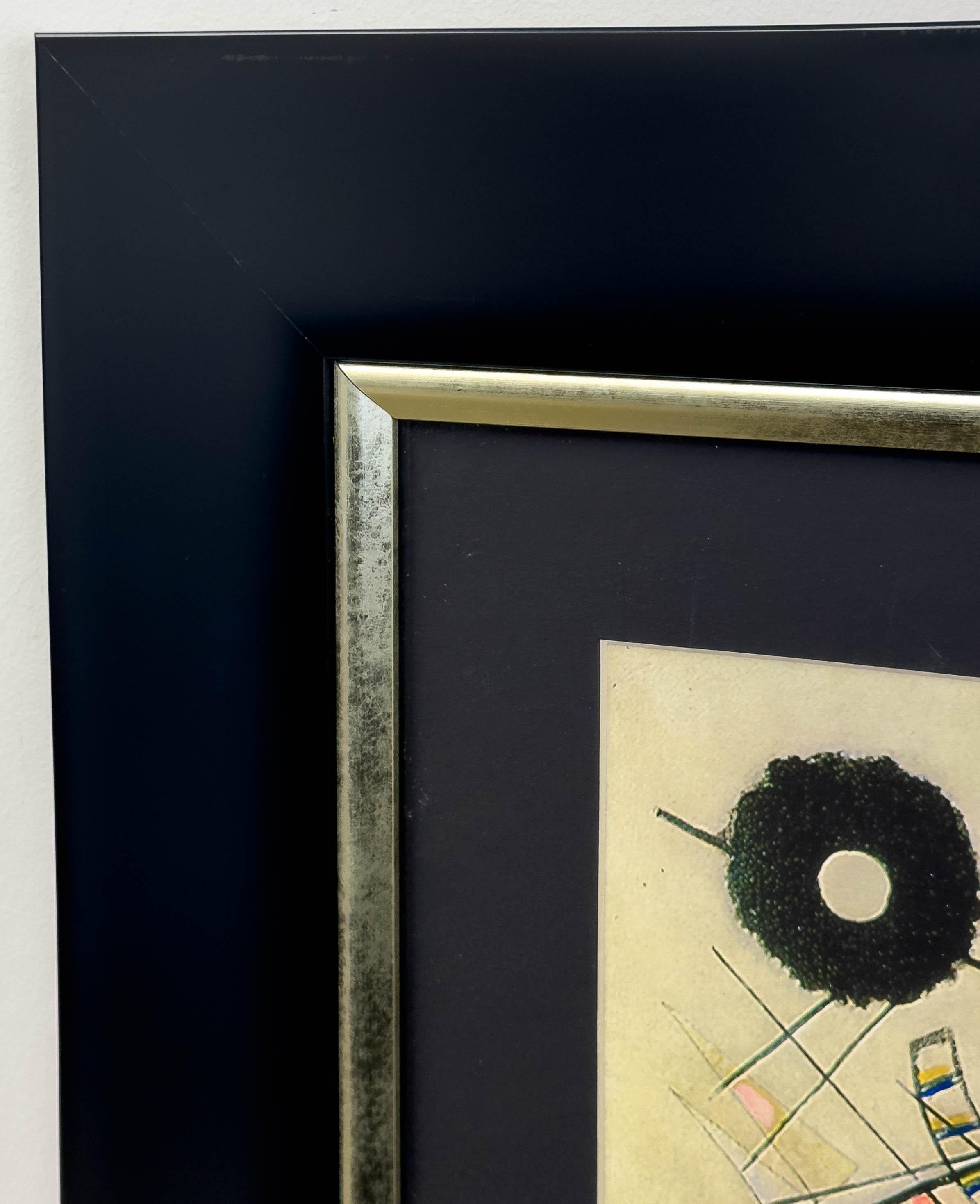 This abstract lithograph after Wassily Kandinsky( Russian 1866 -1944)  is a striking homage to the pioneering master of abstract art. Rendered with vivid dynamism, the composition embodies Kandinsky's hallmark style of geometric abstraction