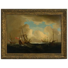 After Willem Van de Velde, a Marine Oil Painting