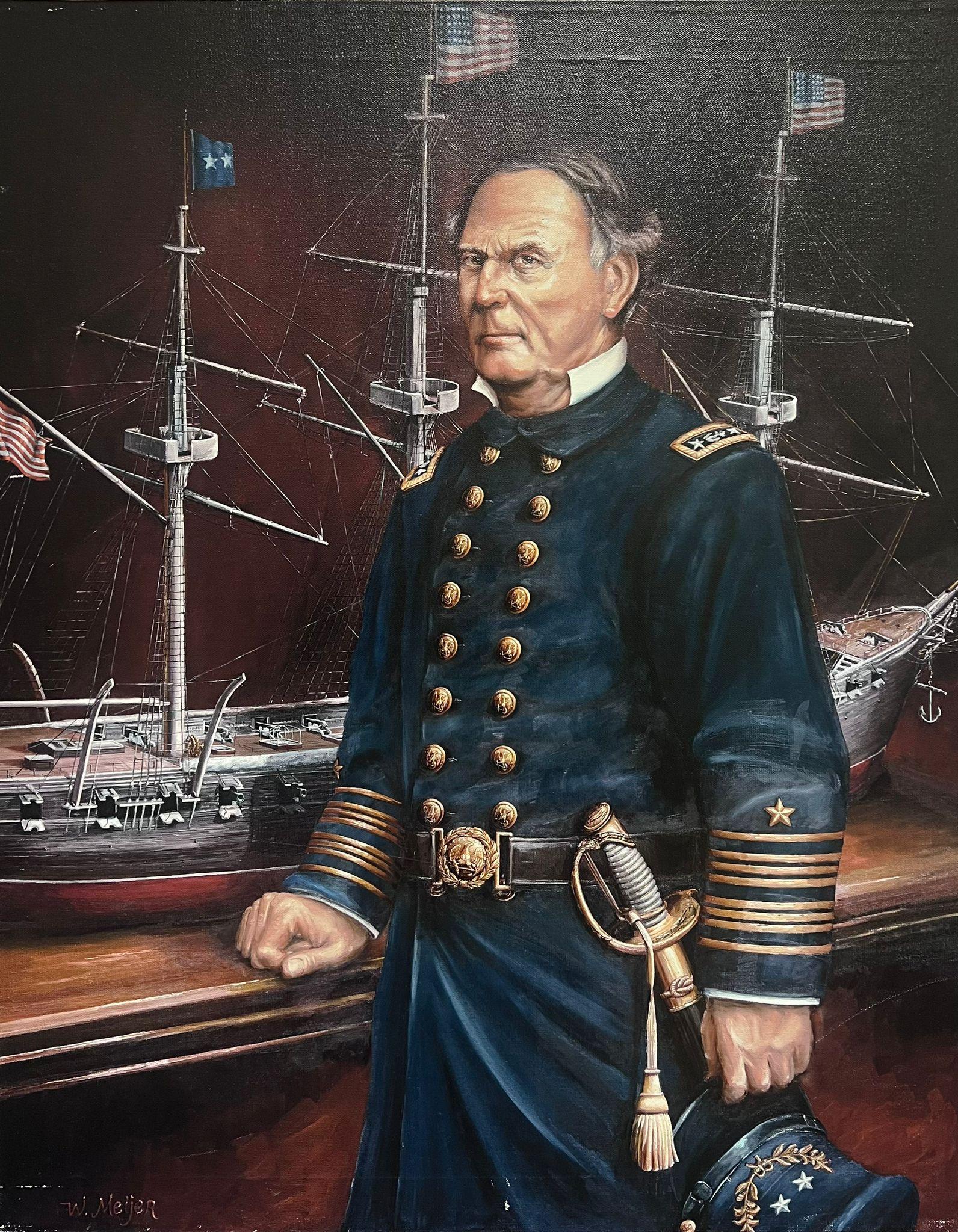 after William Meijer Figurative Print - Portrait of David Glasgow Farragut American Civil War Officer Large Picture