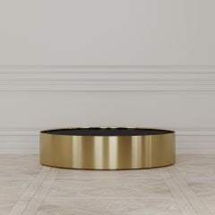 Afterglow Round Coffee Table of Marble and Brass, Made in Italy