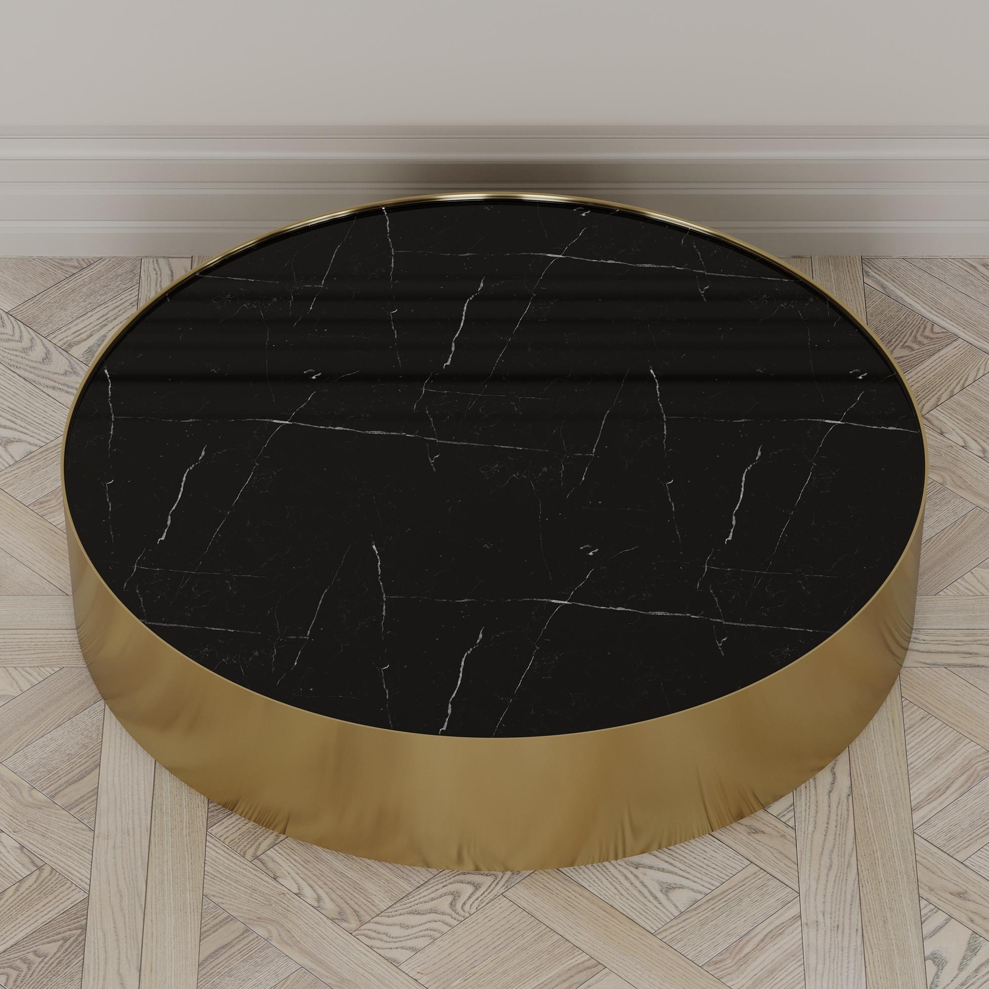 Modern Afterglow Round Coffee Table of Marble and Brass, Made in Italy For Sale
