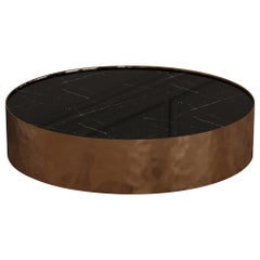 Afterglow Round Coffee Table of Marble and Bronze, Made in Italy