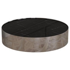 Afterglow Round Coffee Table of Marble and Steel, Made in Italy