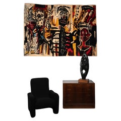 Retro After	Jean-Michel	Basquiat.	Rug,	or	tapestry	« Notary».	Travail	contemporain.