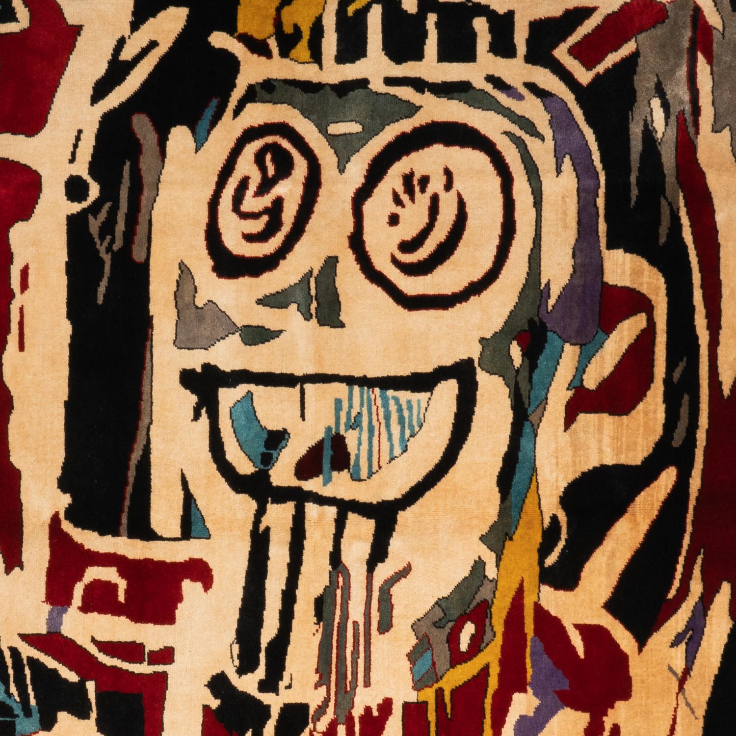 Primitive After	Jean-Michel	Basquiat,	Rug,	or	tapestry,	in	wool.	Contemporary	work For Sale