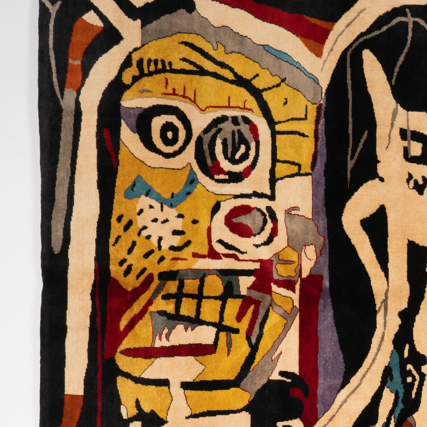 Primitif Après	Michele	Basquiat,	Tapis,	ou	tapisserie,	sur	laine.	Contemporain	travail en vente