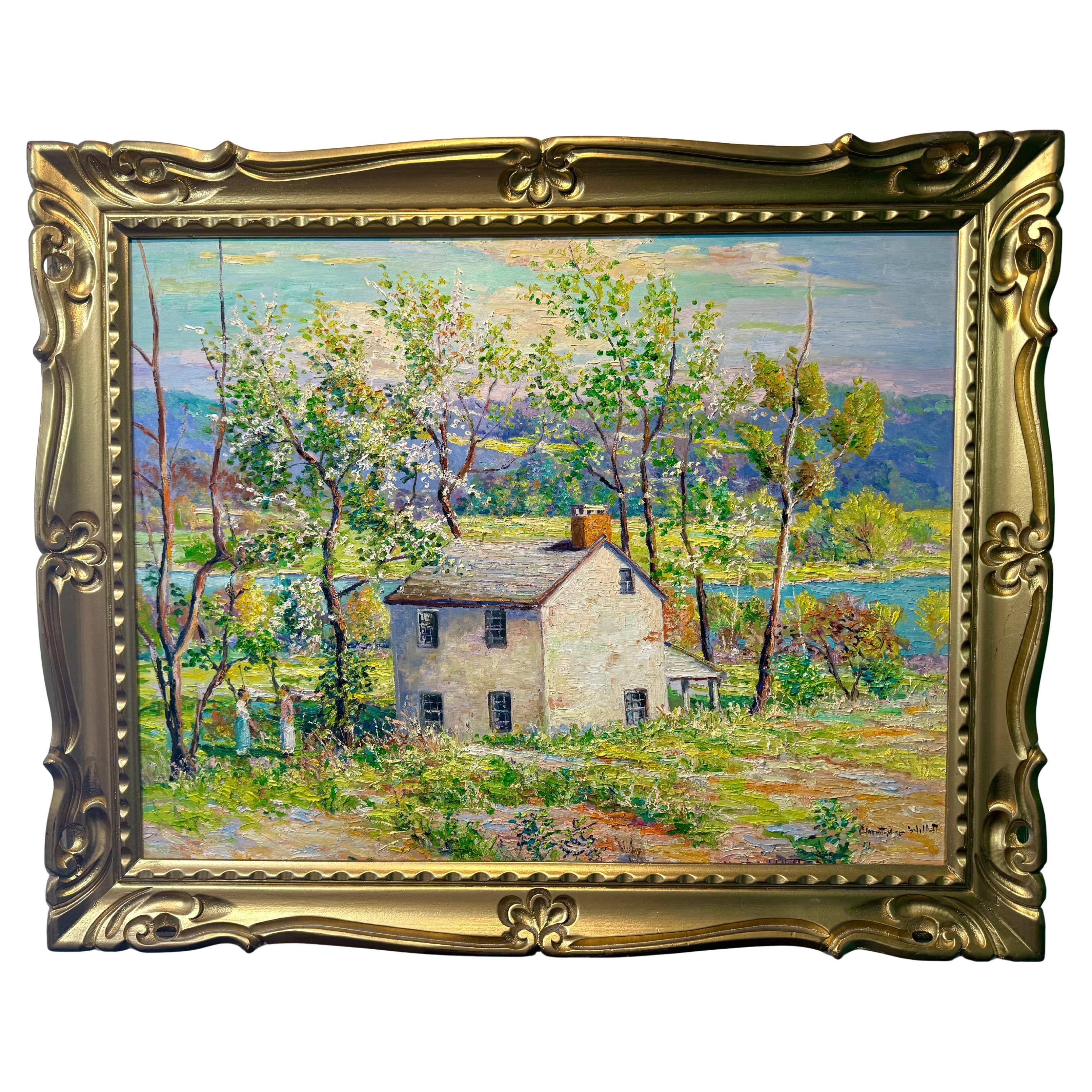 Afternoon Chat Point Pleasant Bucks County Pennsylvania Frühling Szene Malerei