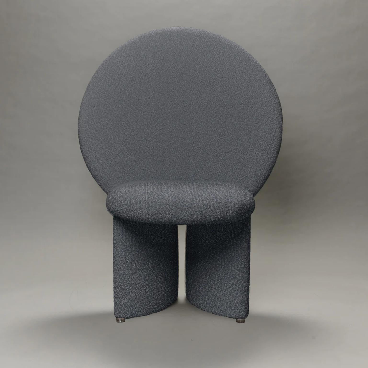 Afternoon Grey Bouclé Chair by Bohinc Studio
Dimensions: D 69 x W 80,5 x H 110 cm. 
Materials: Wood, foam, and boucle.

Available in different color options. Please contact us. 

The afternoon Chair has the majesty of a throne, with a huge circular