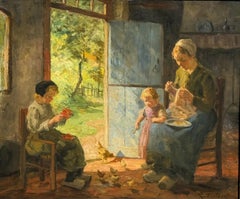 "Afternoon Pastimes" An Oil Painting by Dutch Artist Evert Pieters