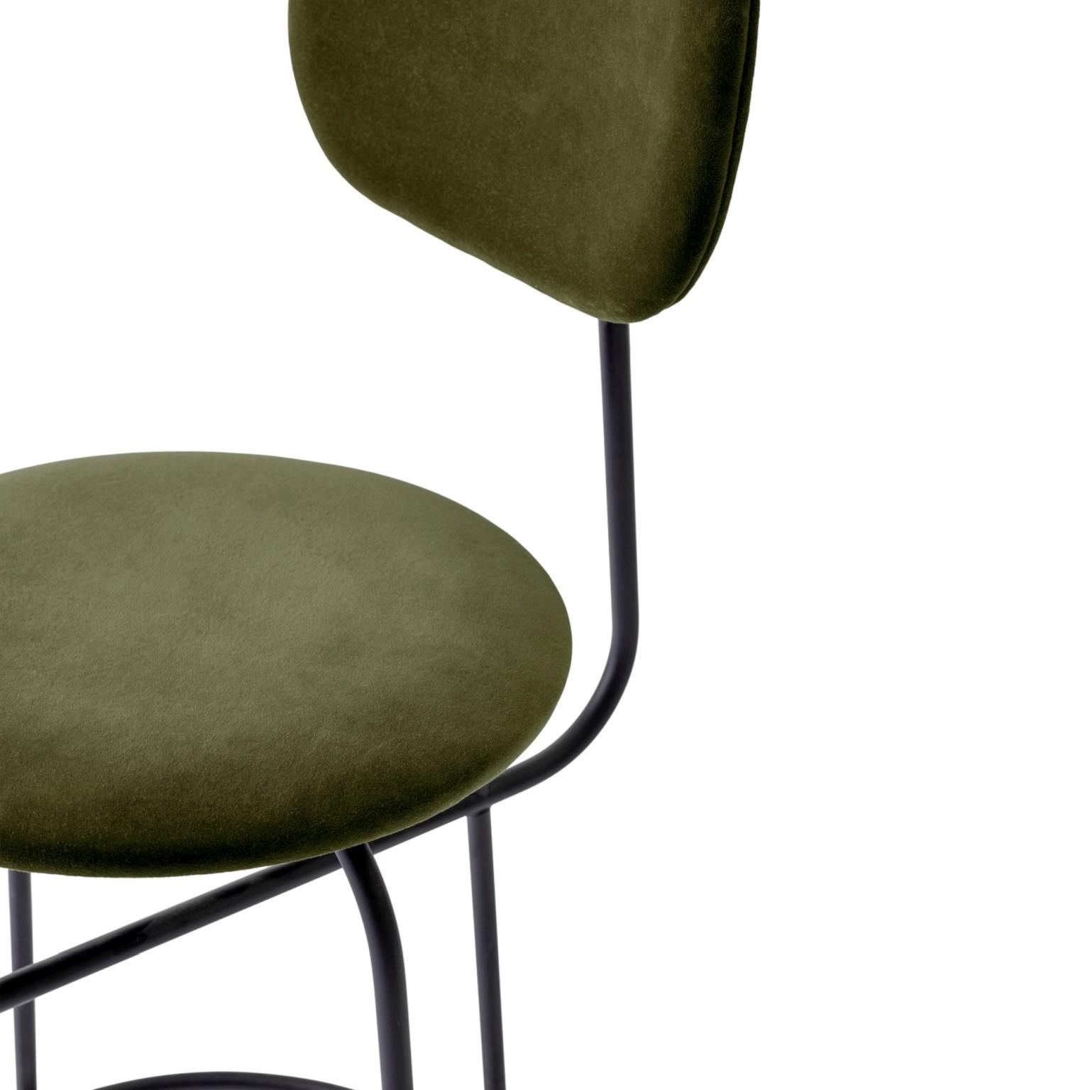 Scandinavian Modern Afteroom Bar Chair Plus, Black Legs, City Velvet CA7832/031 'Earth' Seat & Back