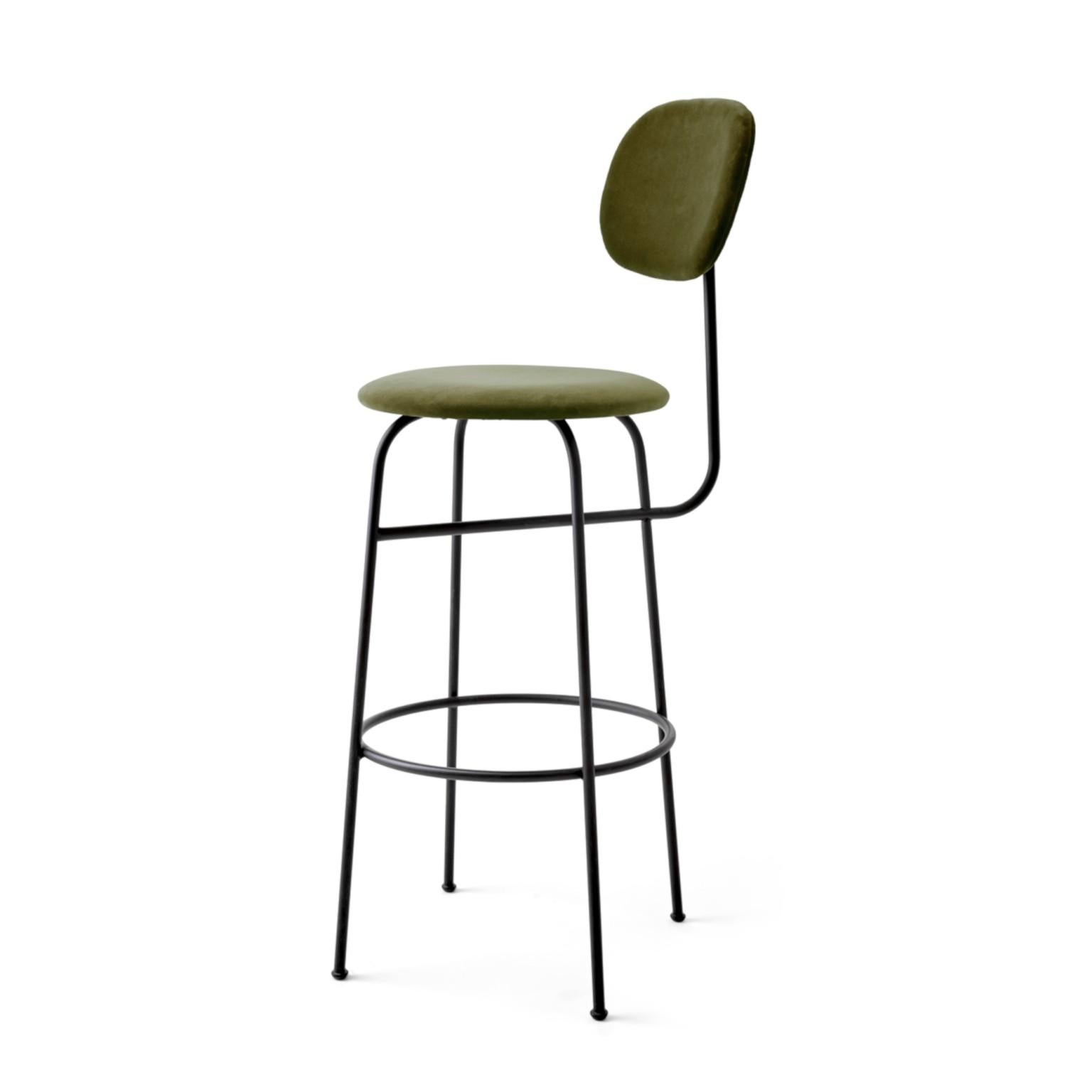 Bulgarian Afteroom Bar Chair Plus, Black Legs, City Velvet CA7832/031 'Earth' Seat & Back