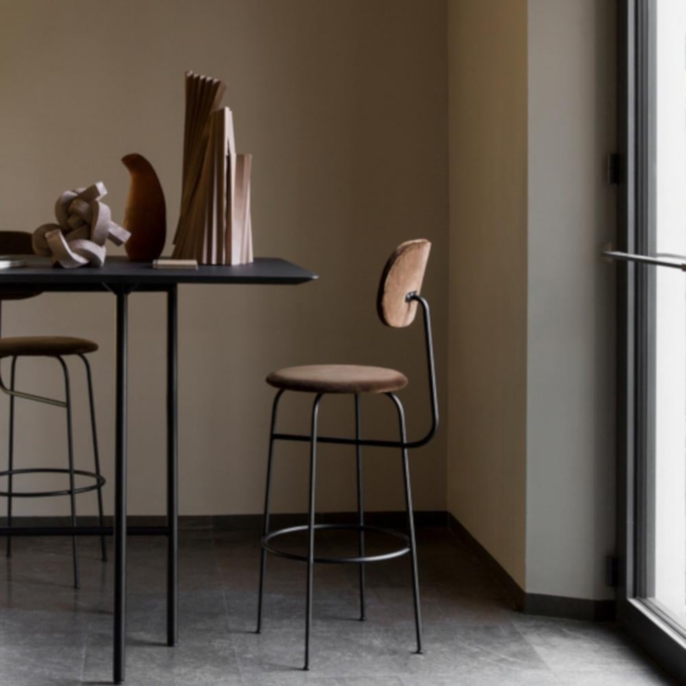 Scandinavian Modern Afteroom Bar Chair Plus, Black, Wood Seat and Back For Sale