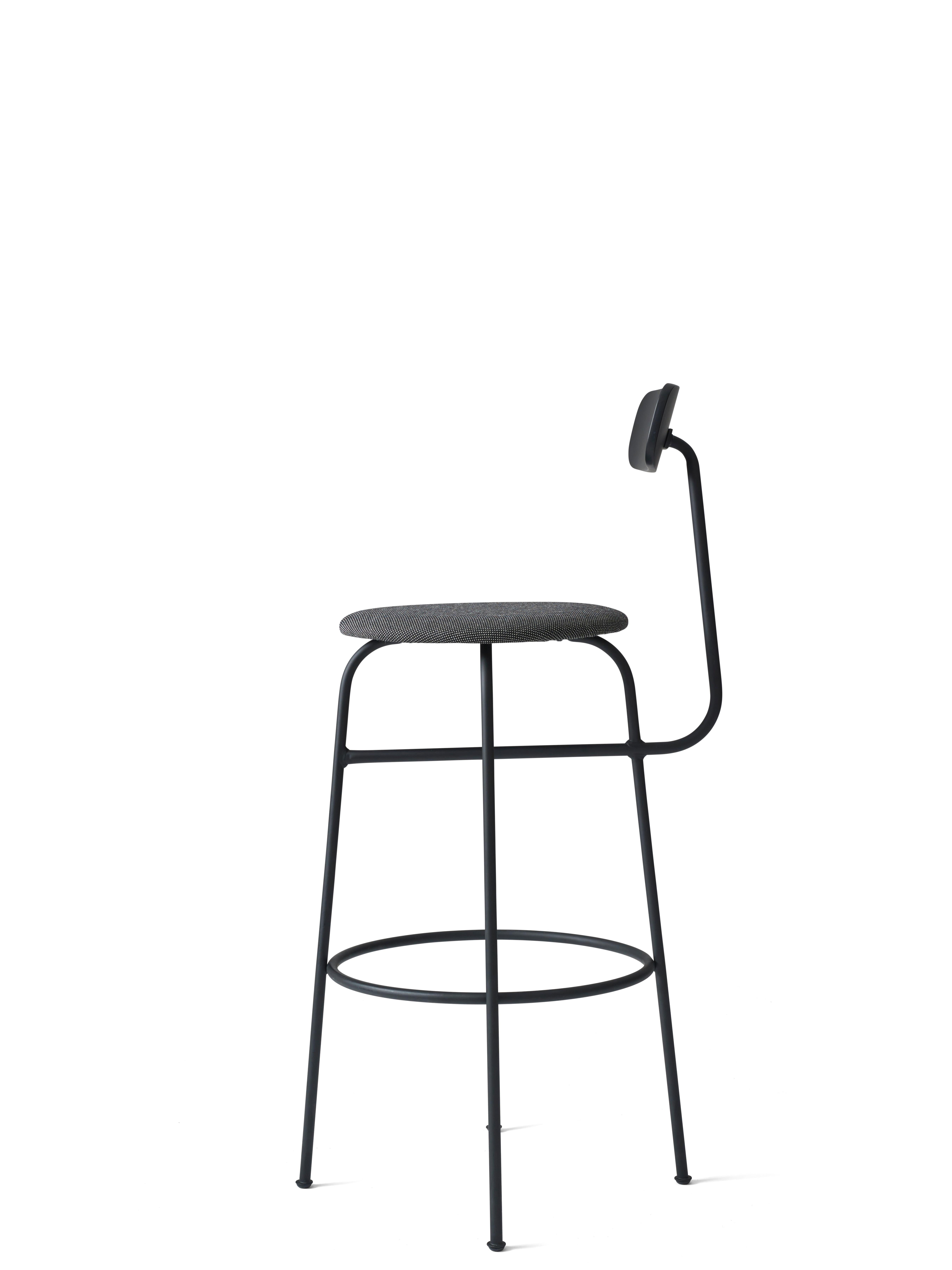 Afteroom Bar Chair, Upholstered, Black Legs with Basel Fabric (Skandinavische Moderne)