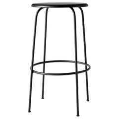 Afteroom Bar Stool, Black Wood and Black Steel