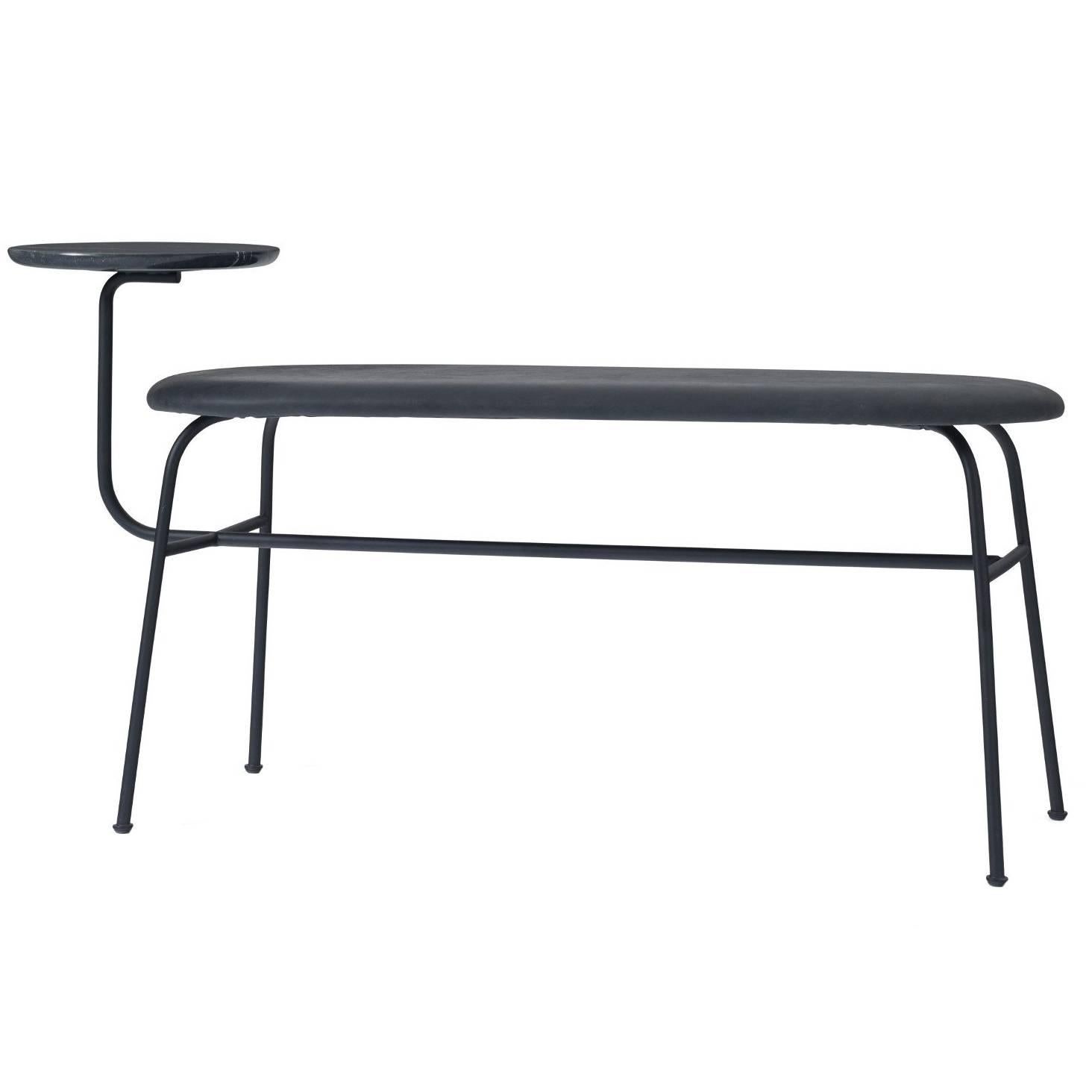 Afteroom Bench by Afteroom in Black Steel with Black Leather For Sale